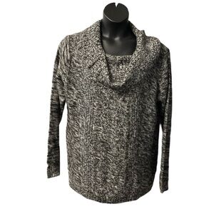 Jason Maxwell Black White Tweed Sweater SZ 3X Women Cowl Neck Knit Casual Office